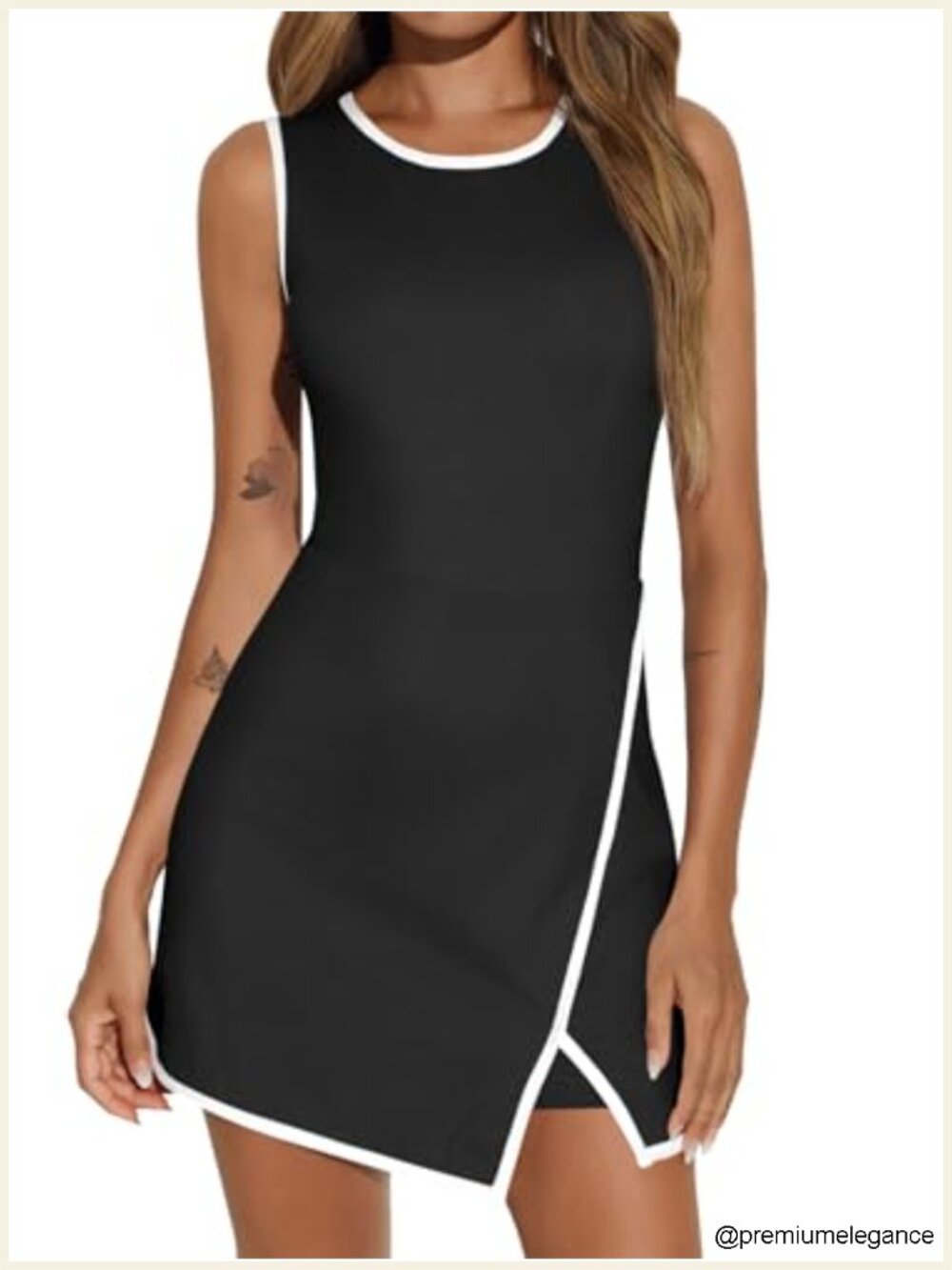 Women's Athletic Tennis Dress with Built-in Bra Shorts Pockets
